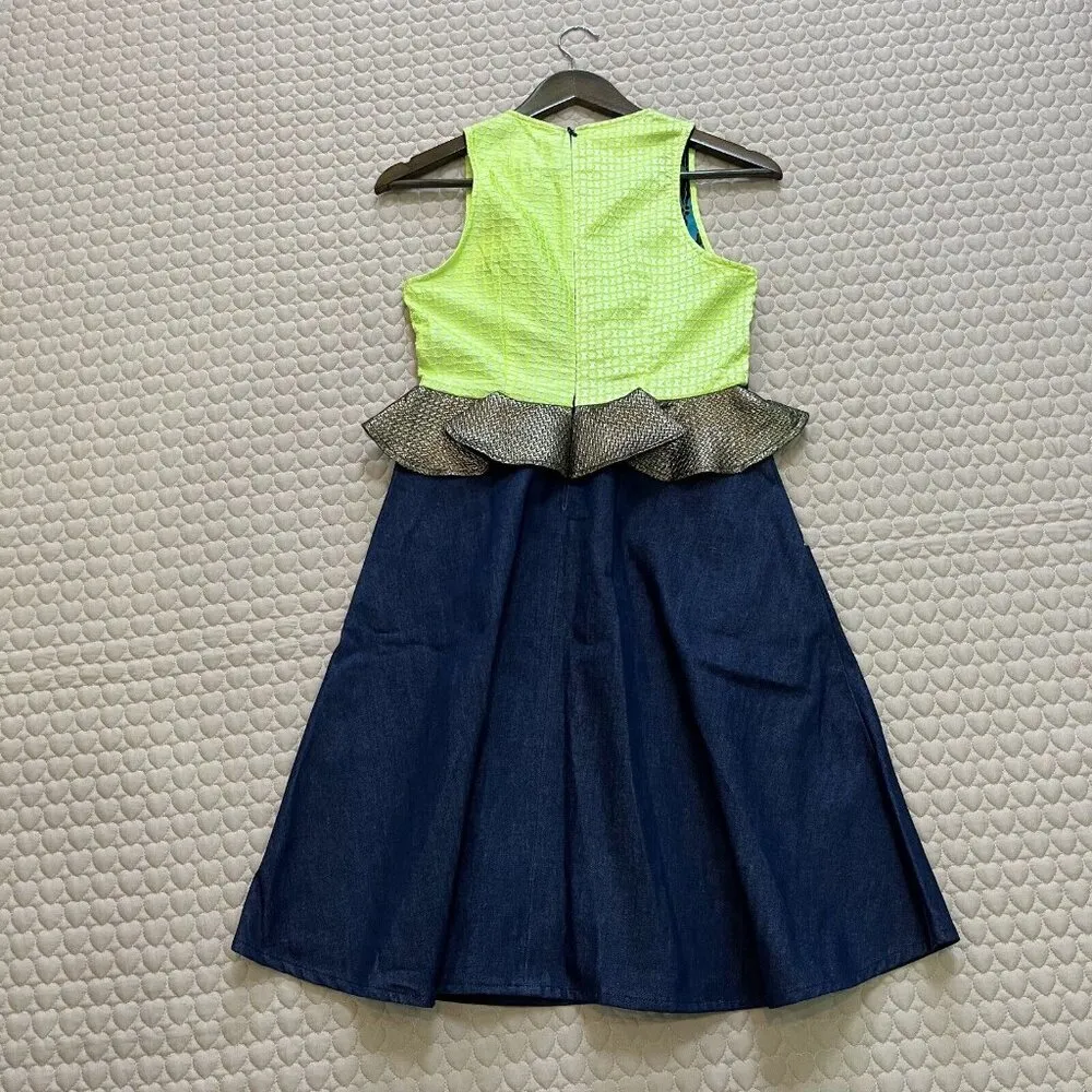 NWT Celia B Women's Denim Sleeveless Ruffle Dress Size S Knee length Blue - Image 7