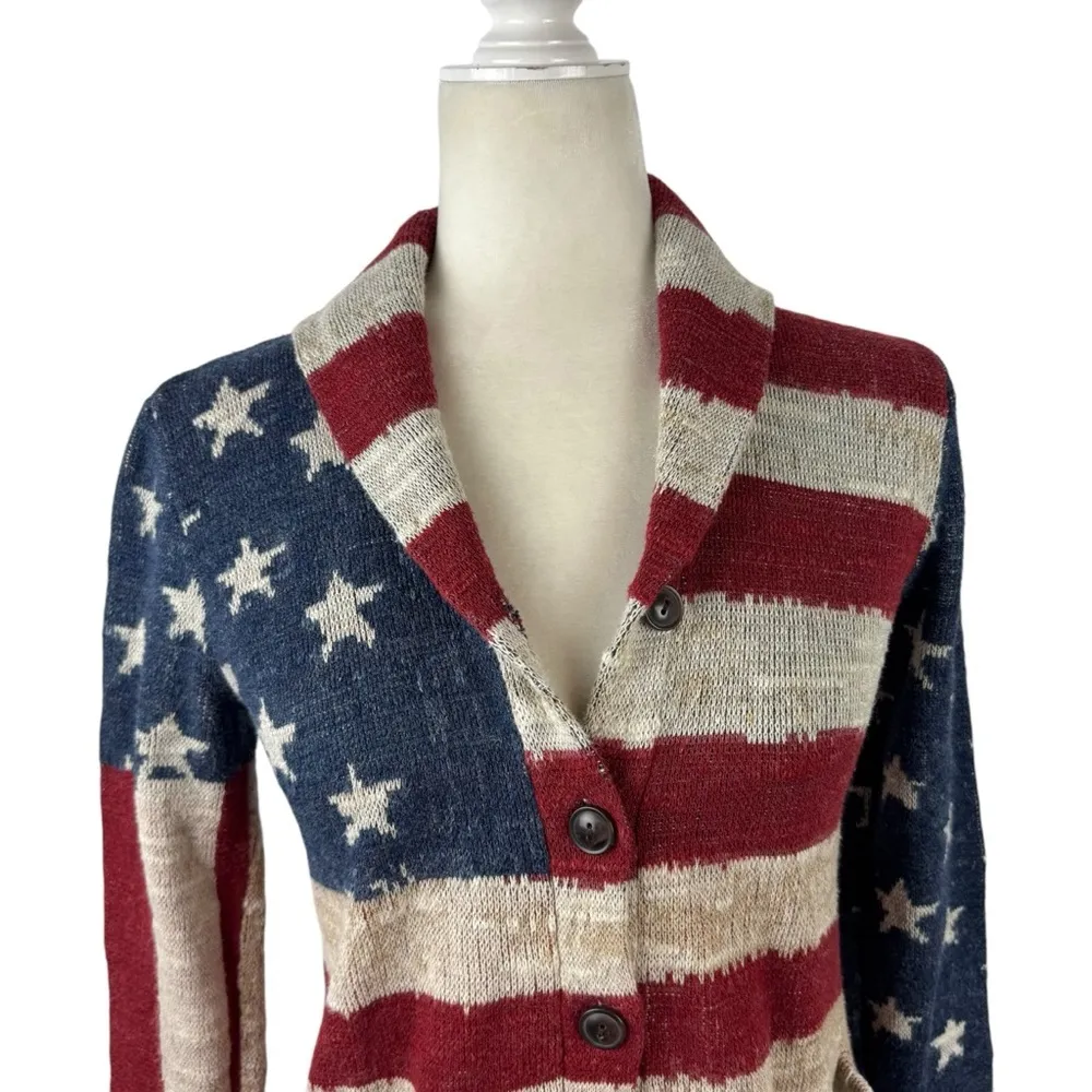 Denim & Supply Ralph Lauren American Flag Sweater Cardigan Size Medium Cotton - Image 9