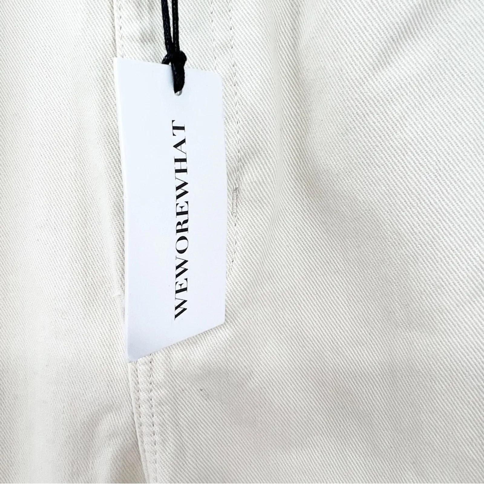 NWT WeWoreWhat Frayed‎ Waistband Straight Leg Jeans 26 Cream - Image 11