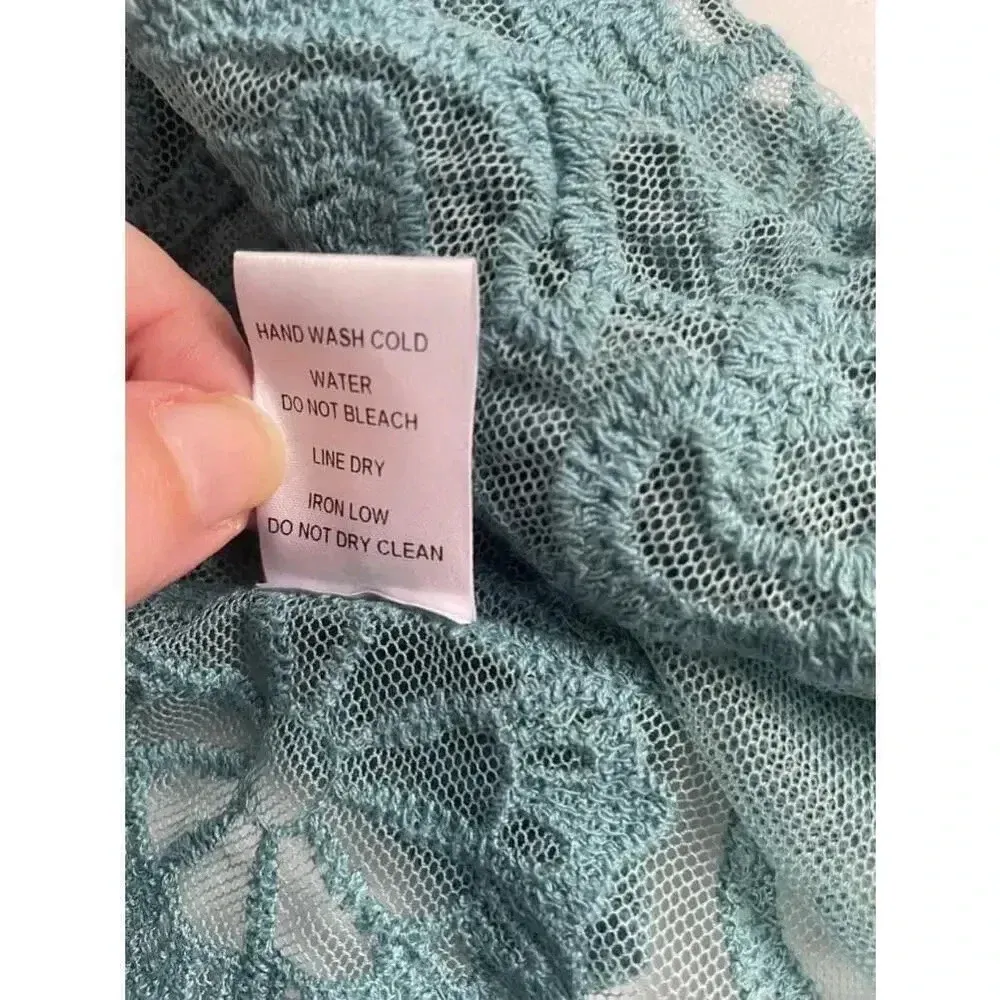Women's Favlux Turquoise Lace Kimono Cardigan Duster‎ Size M GUC! 0155 - Image 12