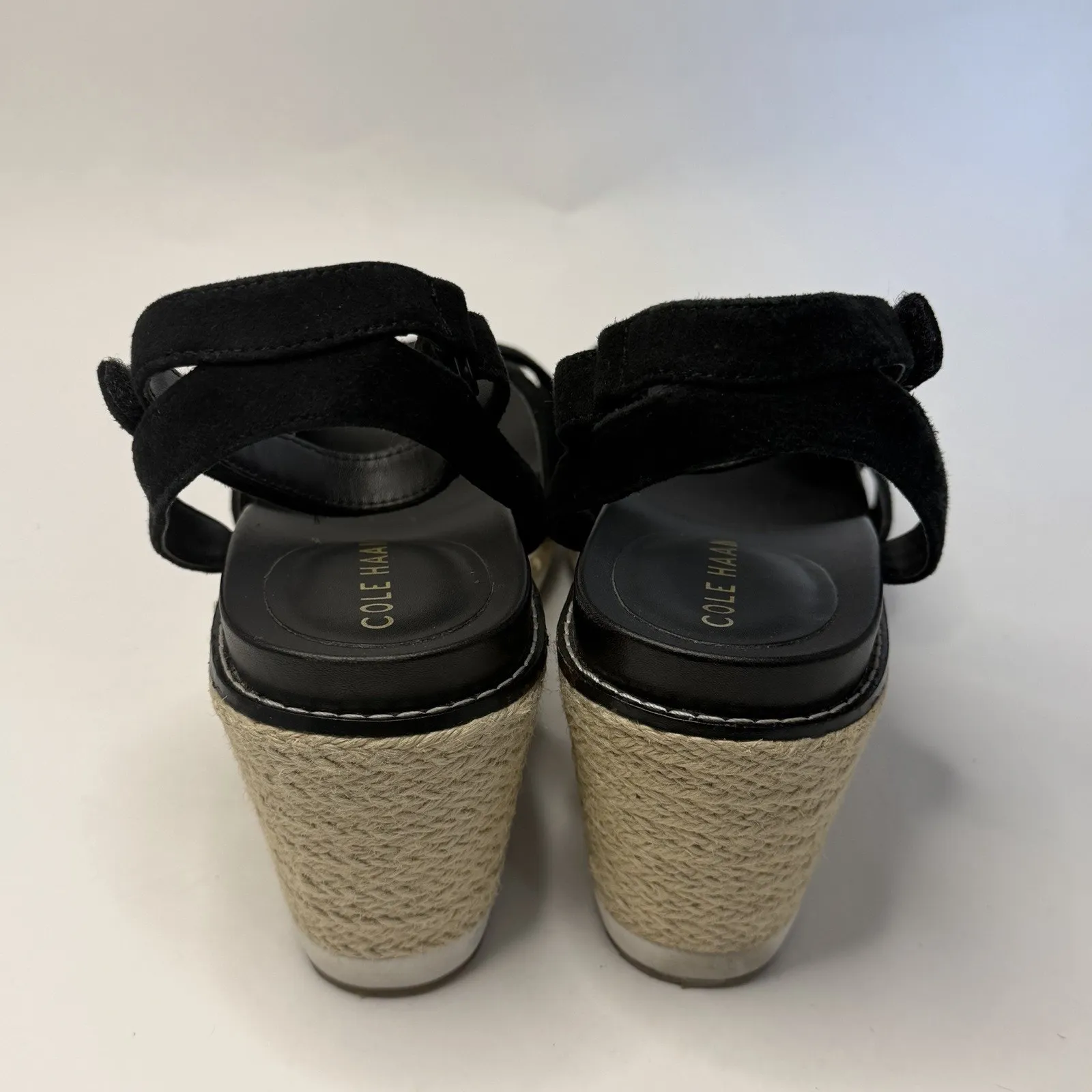 Cole Haan Cloud Feel Espadrille Wedge Black Size 7B Ankle Strap Adjustable - Image 8