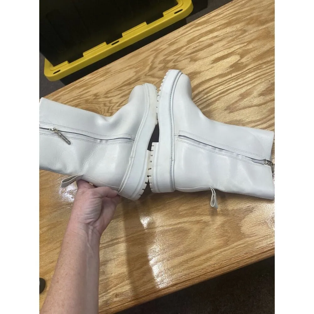 Larroude Hailey Chelsea Boots Women's Size 10 Ivory Leather Side Zip Outdoor S60 - Image 7