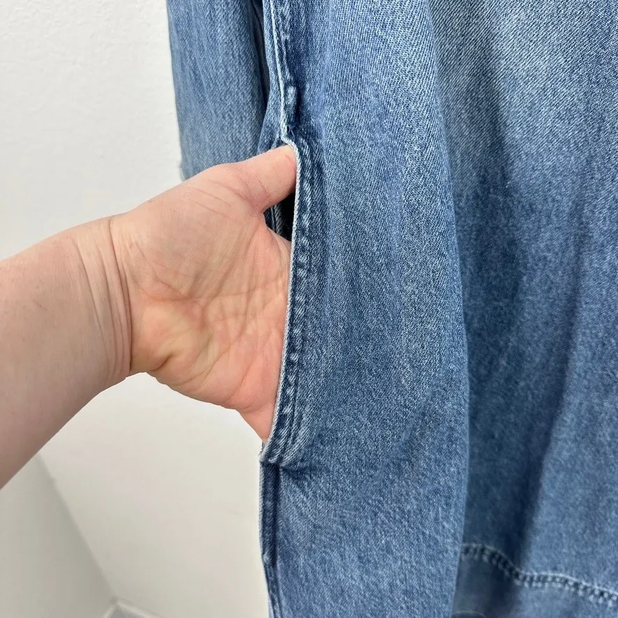 Madewell Denim Chambray V Neck Utility Dress Shirt Dress Blue Size XS NWT Boho - Image 7