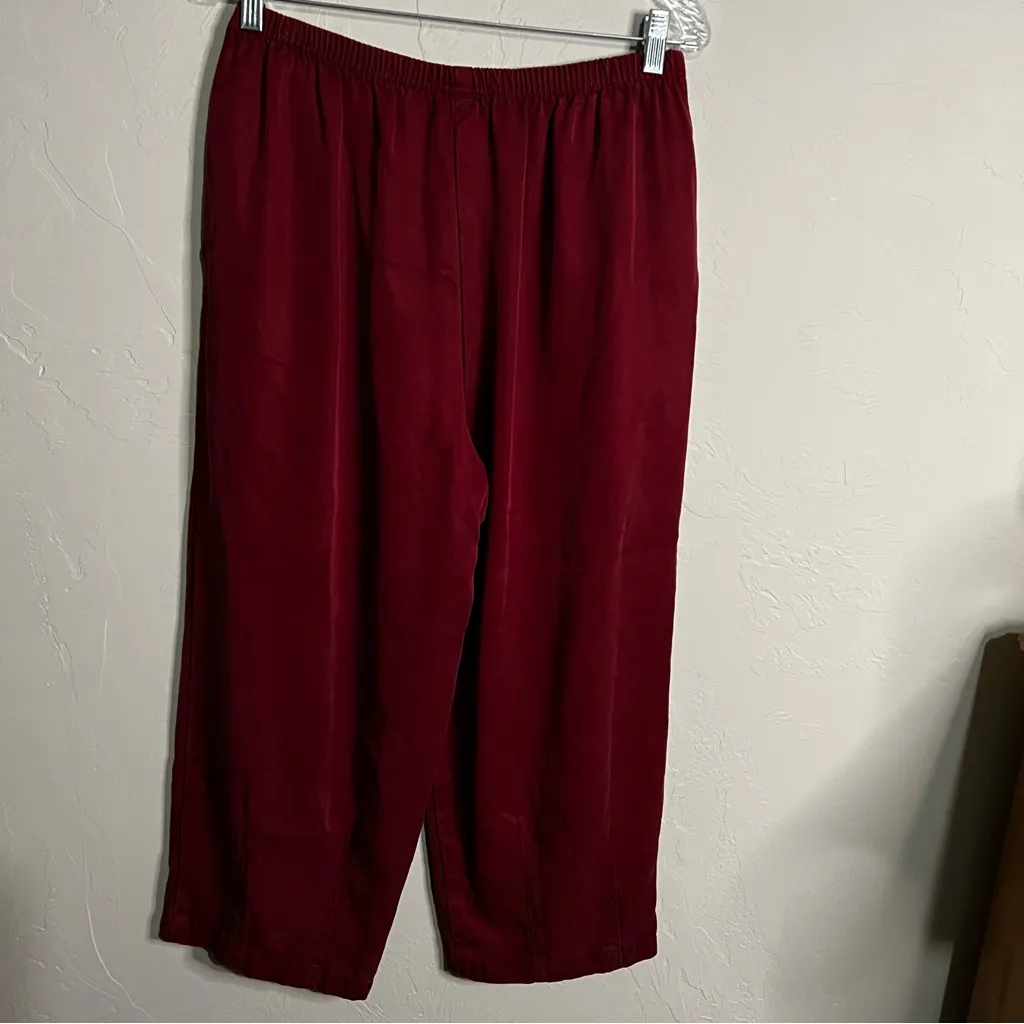 Cut Loose Maroon Tencel Darted Tapered Crop Pull On Pants Red Size M - Image 7