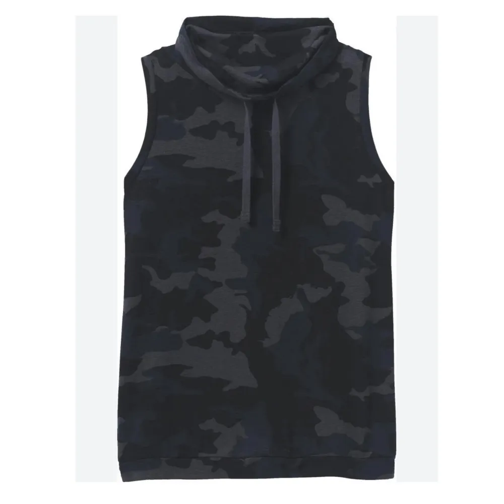 Prana Cozy Up Barmsee Cowlneck Tank Top Hemp Blend Blue Camo M - Image 3