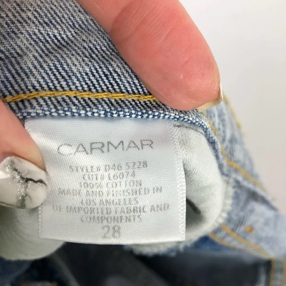 CARMAR Spliced High Rise Fray Cut Off Denim Shorts Size 28 - Image 14