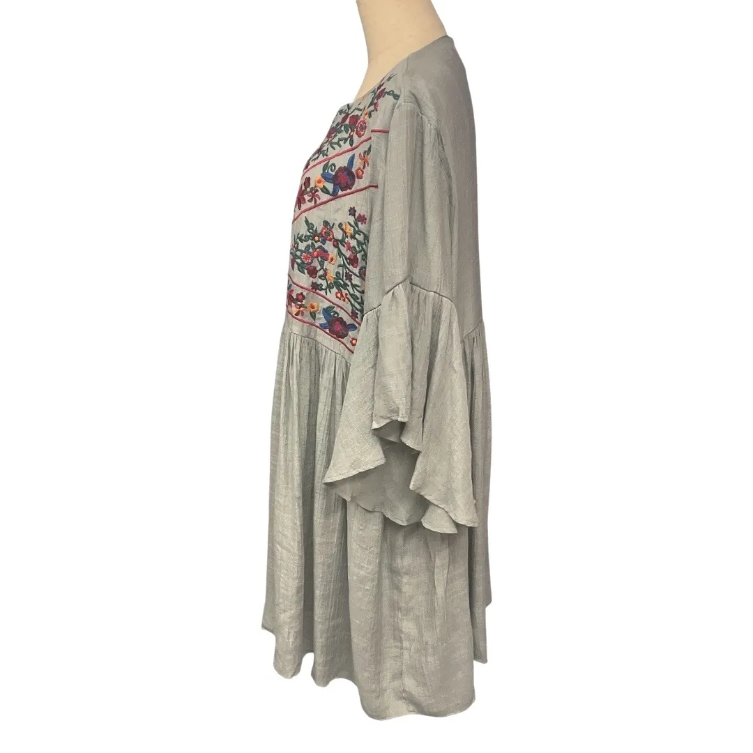 Umgee Bell Sleeve Floral Embroidered Lined Pleated Skirt Mini Dress Size 2XL NWT - Image 6