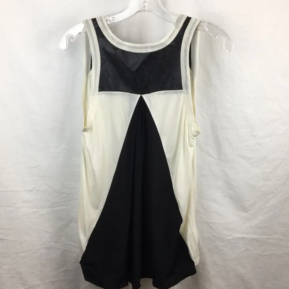 AIKO Black & Ivory Leather Trim Tank Top S - Image 8