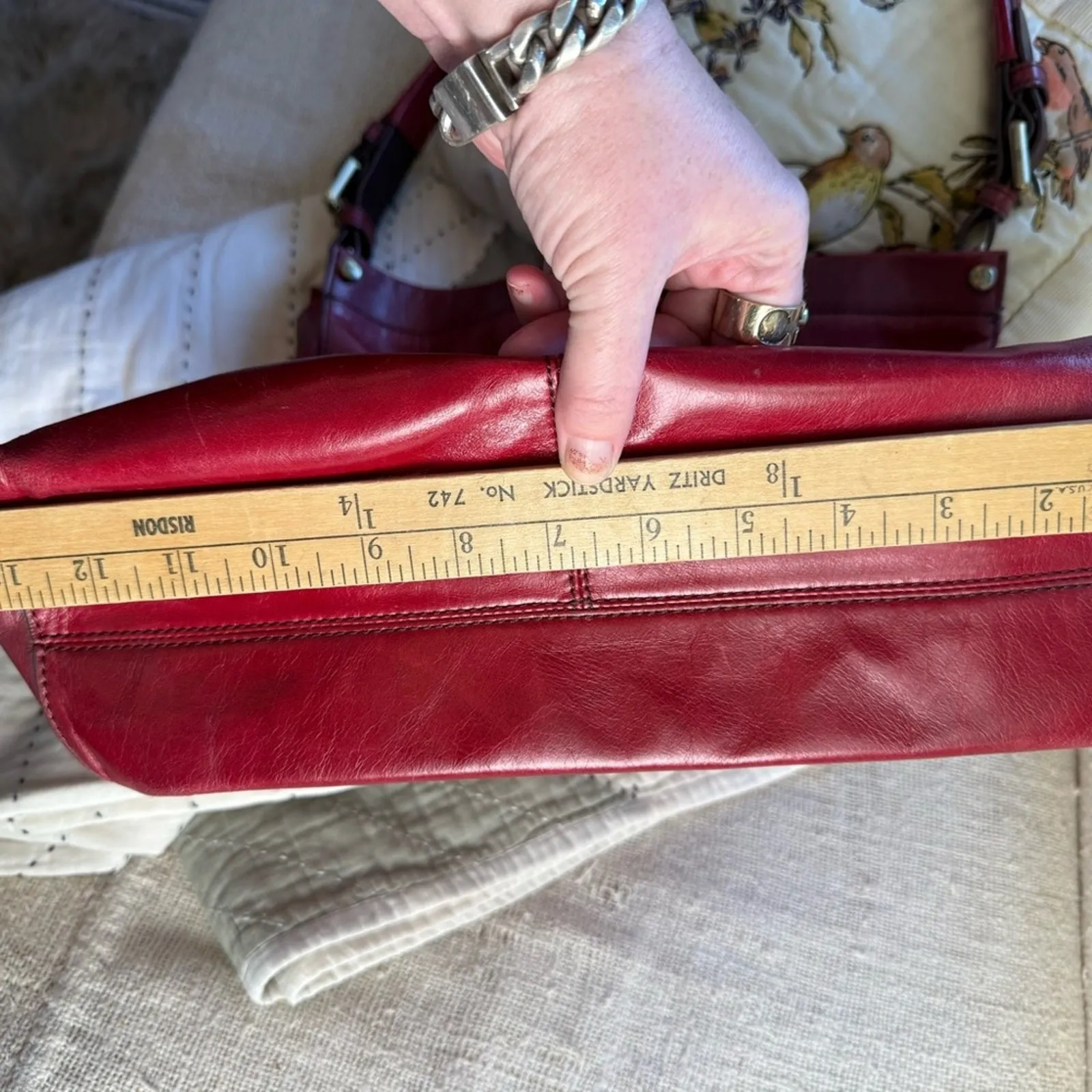 HOBO Rich Red Leather Shoulder Bag - Image 10