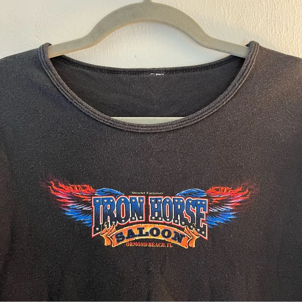 Iron Horse Saloon Shirt Black Long Sleeves Tee Bike Week 2008 GUC Sz M? See Meas - Image 5