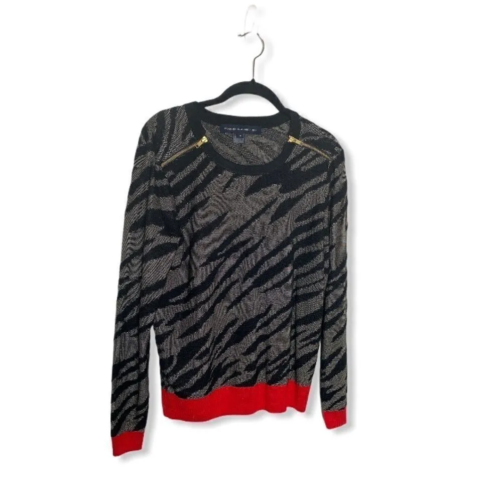 French Connection SZ S Bold Zebra Print Sweater - Image 3