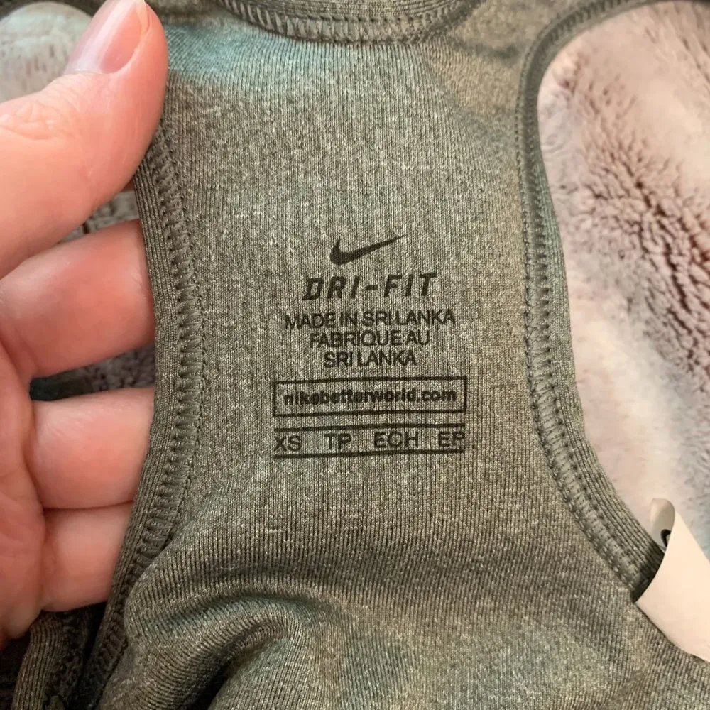 NIKE Pro-Classic Dri-Fit Racerback Medium Support Sports Bra Gray Black- Size XS - Image 5