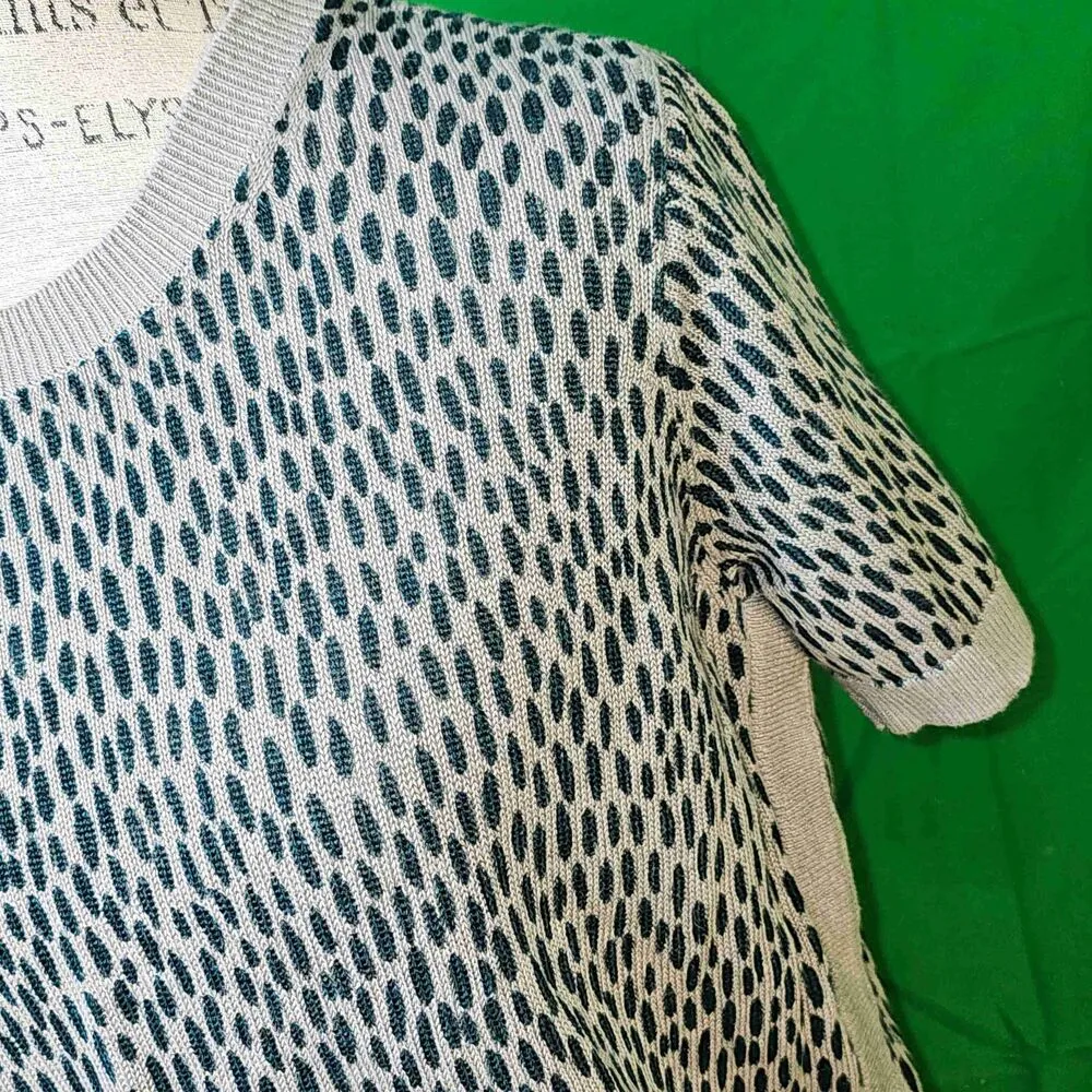 Garnet Hill Womens Gray Green Haiku‎ Linen Short Sleeve Sweater Small - Image 3