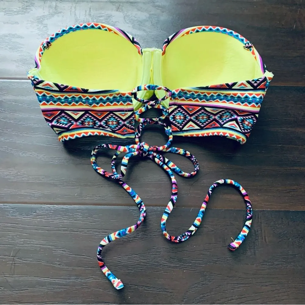Women's Cute Aztec Tribal Boho Underwire Bandeau Bikini Swim Top | Size: XS-S - Image 5