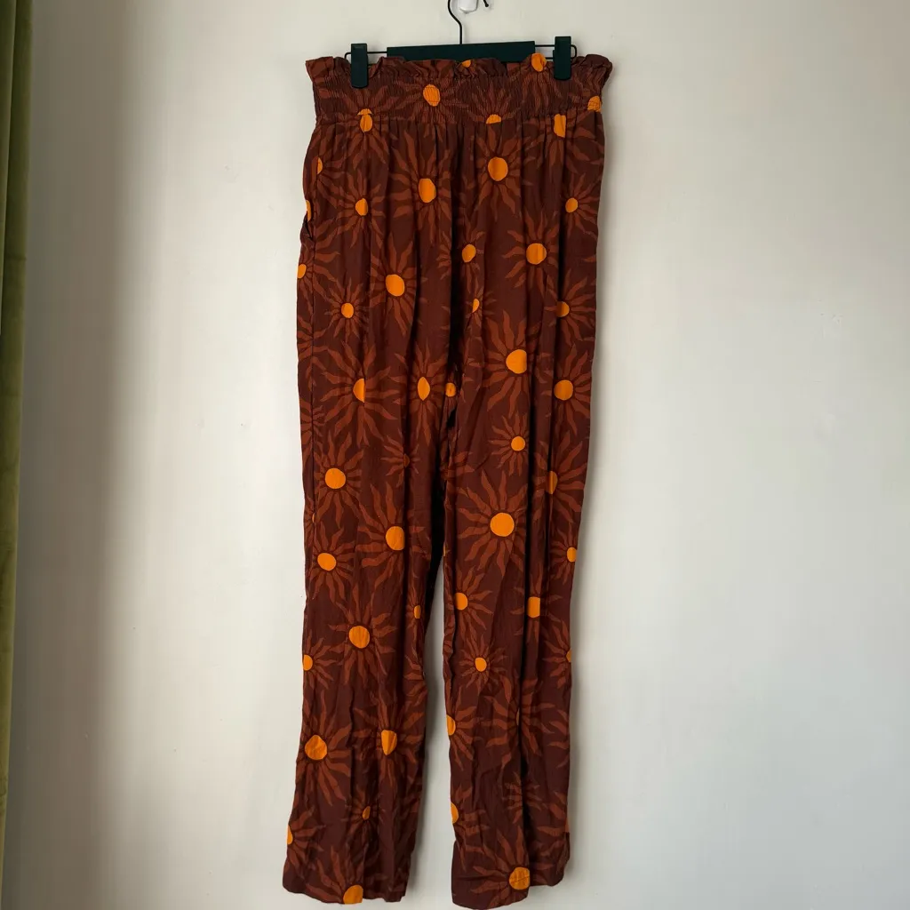 Beach Riot x Anthropologie Brown Sun Print Cover-Up Pants M - Image 5