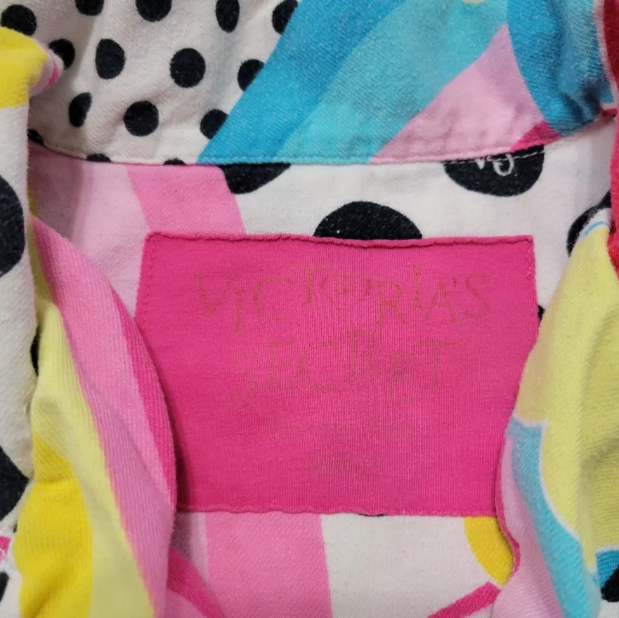 Victoria's Secret Top Size Medium Sleepwear Pajama Top Rainbows Clouds Polka Dots Women's Top - Image 6