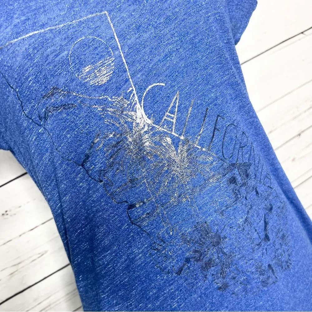 Blue & Silver California Graphic V Neck T-Shirt Size Small - Image 6