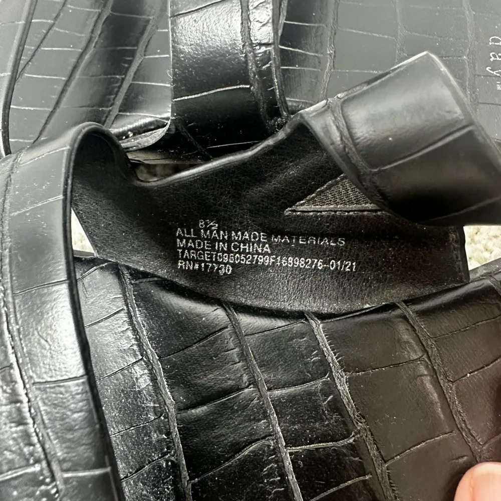 Target A New Day Marilyn Toe Loop Sandal Black Croc-Embossed Sandals Womens 8.5 - Image 4