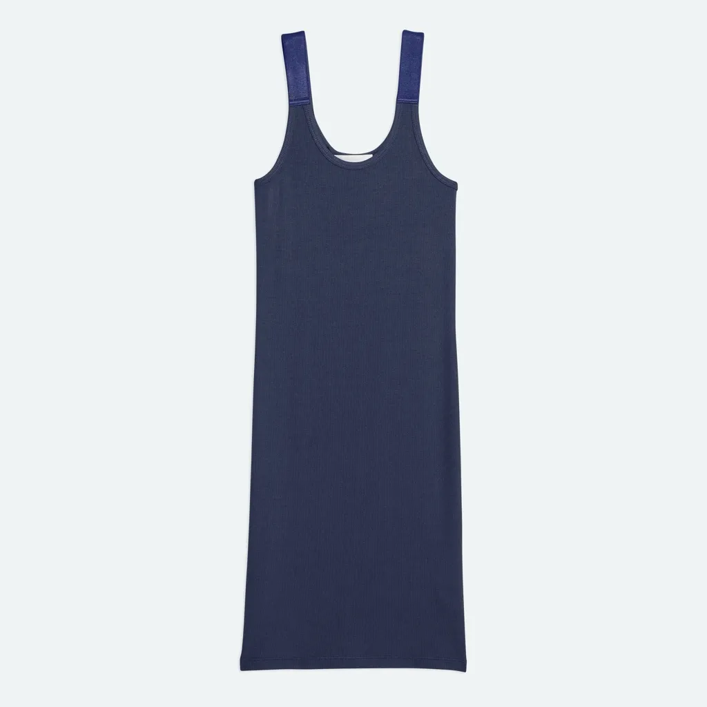 NWT $195 Helmut Lang Seatbelt Ribbed Tank Dress Large, NAVY - Image 8