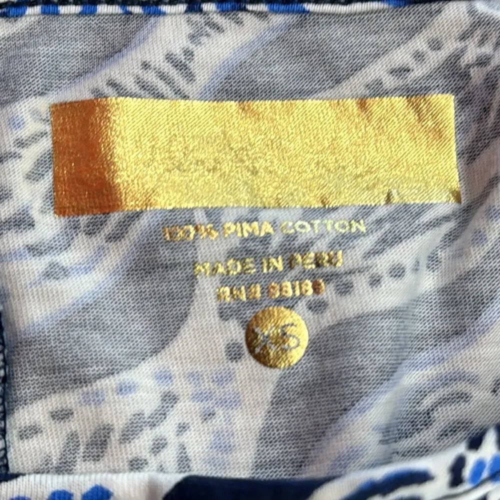 Lilly Pulitzer Pima Cotton Shift Dress Blue Mermaid's Tail 3/4 Sleeve size XS - Image 7