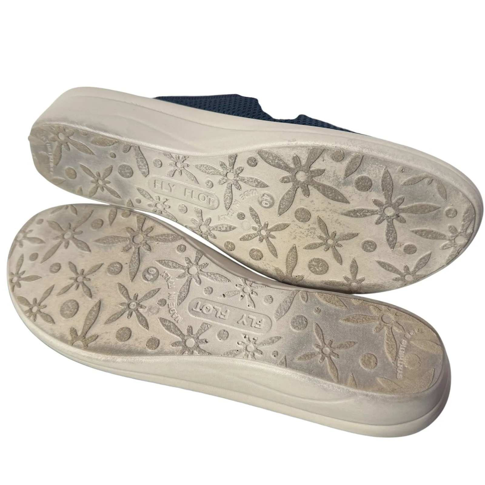 Fly Flot Womens Size 40 US 9 Blue Mesh Slip On Wedge Mule Sandals Open Toe - Image 9