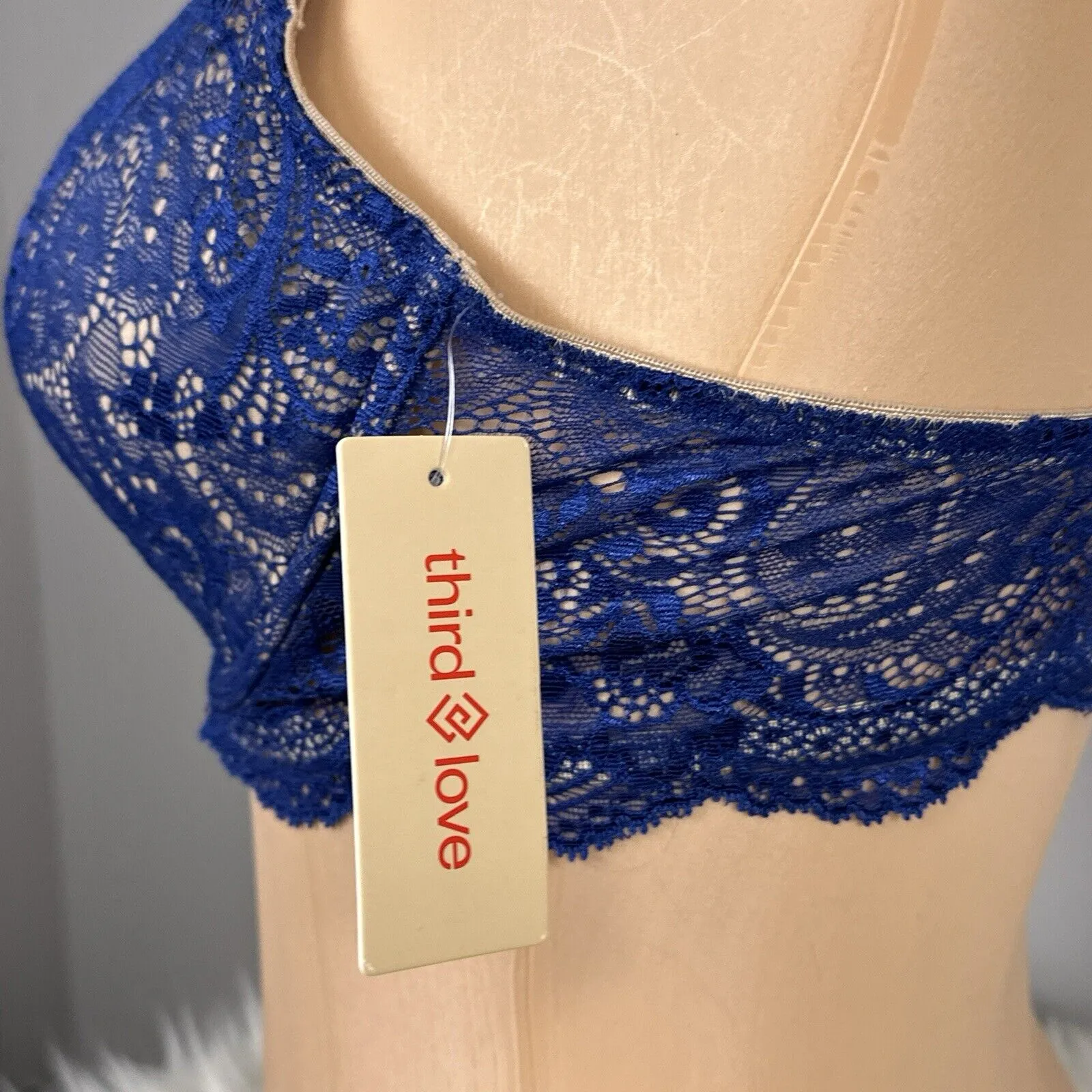 Third Love 24/7 Lace Balconette Bra Size 34D Blue New NWT Thirdlove Underwire - Image 4