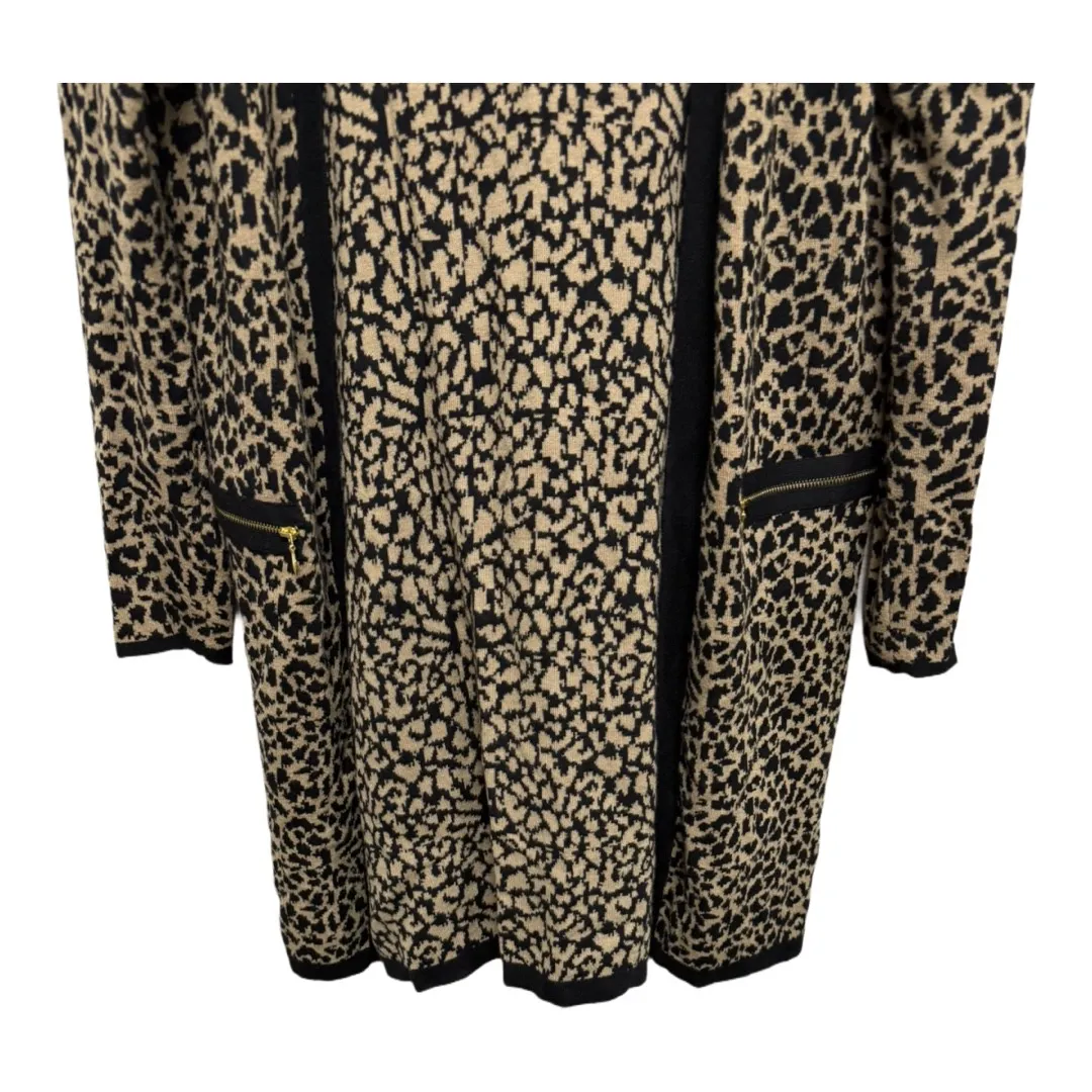 Rafaella Sports Luxury Leopard Print  Open Cardigan Medium Mob Wife Old Money - Image 3