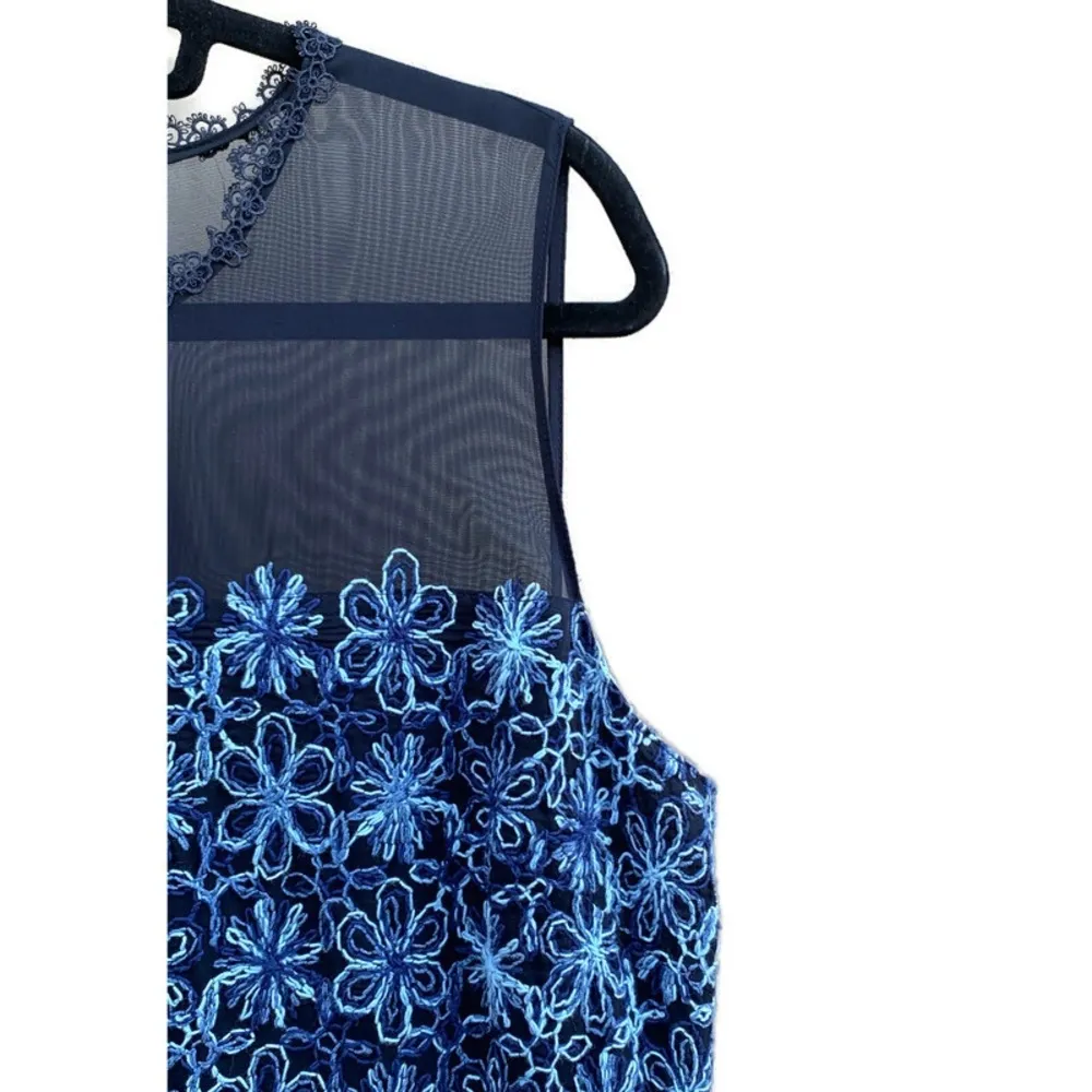 Ophelia Sleeveless Embroidered Mesh Floral Eyelet A-Line Dress 12 - Image 3