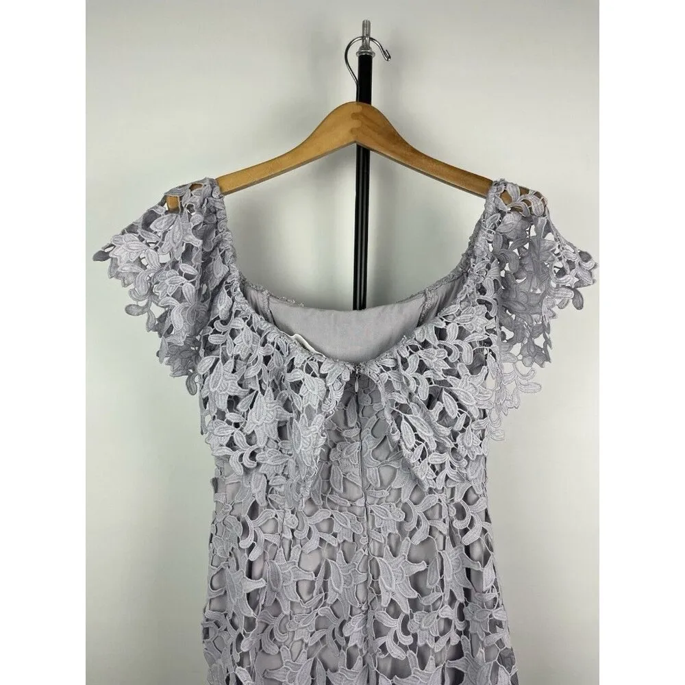 ASTR Purple Lilac Crochet Lace Off Over The Shoulder Mini Dress Size XS - Image 3
