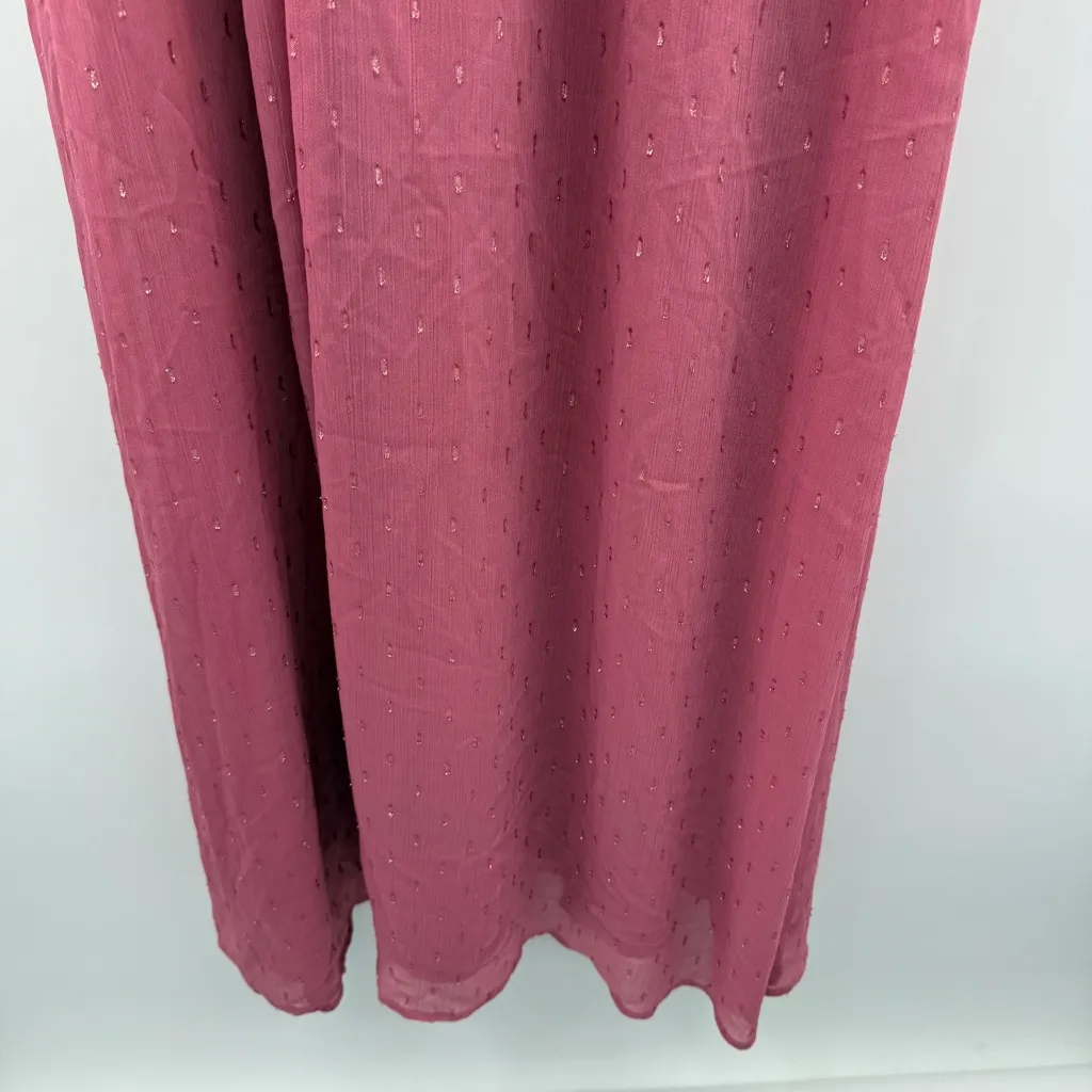 RTR LDT Pink Rose Metallic Peplum Waist‎ Sleeveless V Neck Maxi Gown Dress Sz 2 - Image 6