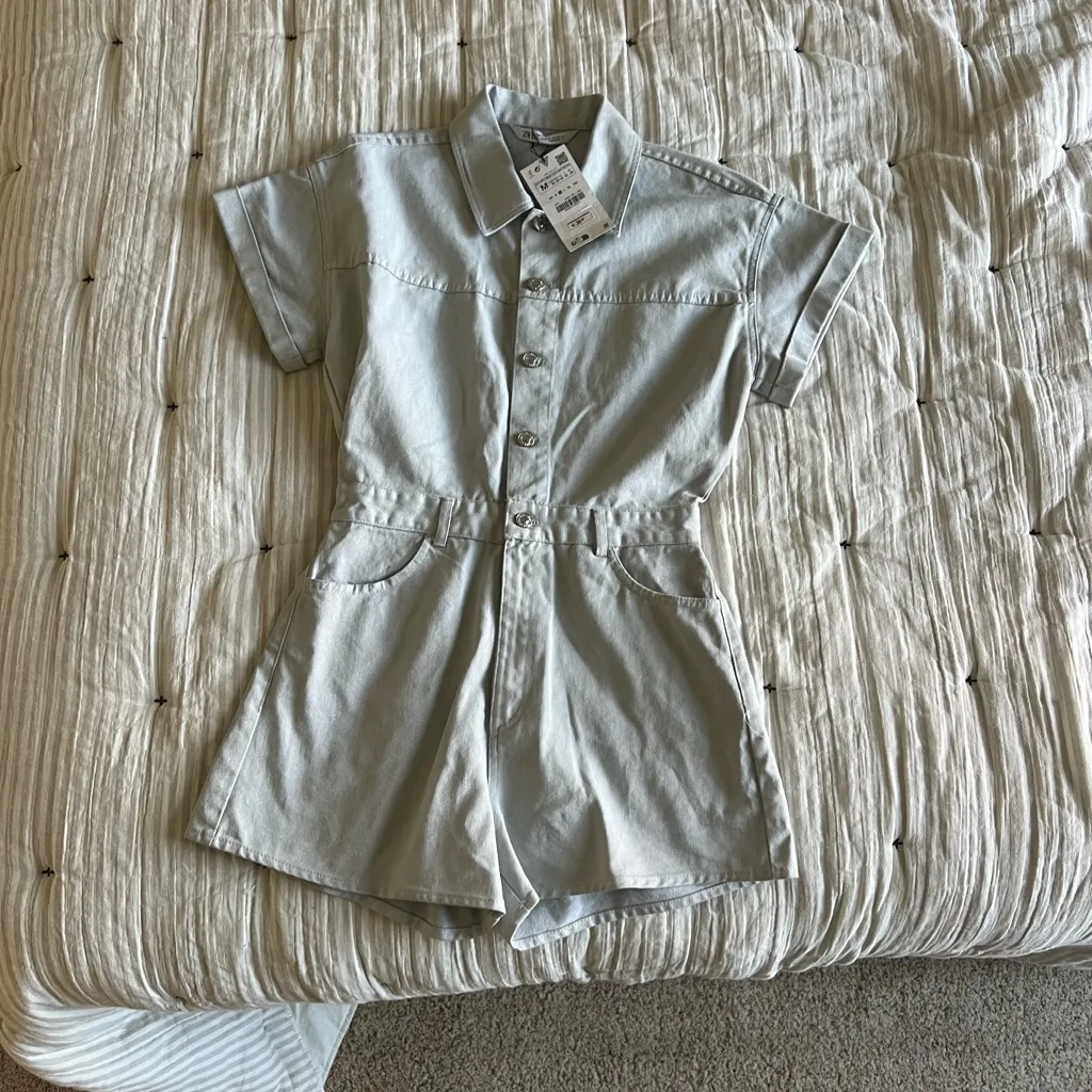 New Zara denim silver romper playsuit - Image 2