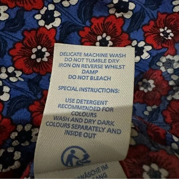 Boden Red‎ Blue Floral Mini Dress 3/4 Sleeve Crew Neck Women’s 8P Red - Image 11