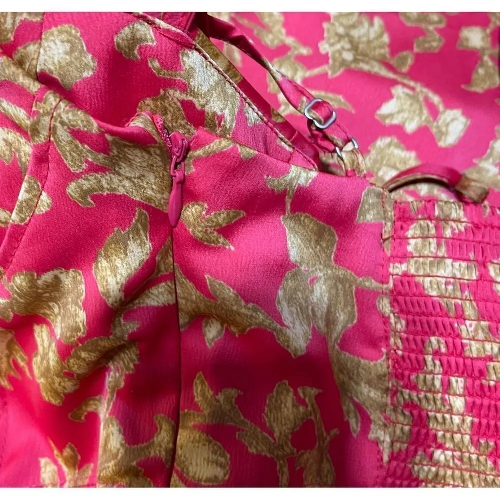 New Urban Outfitters Mini Slip Dress Red Gold Bustier Satin Size XS Extra Small - Image 7