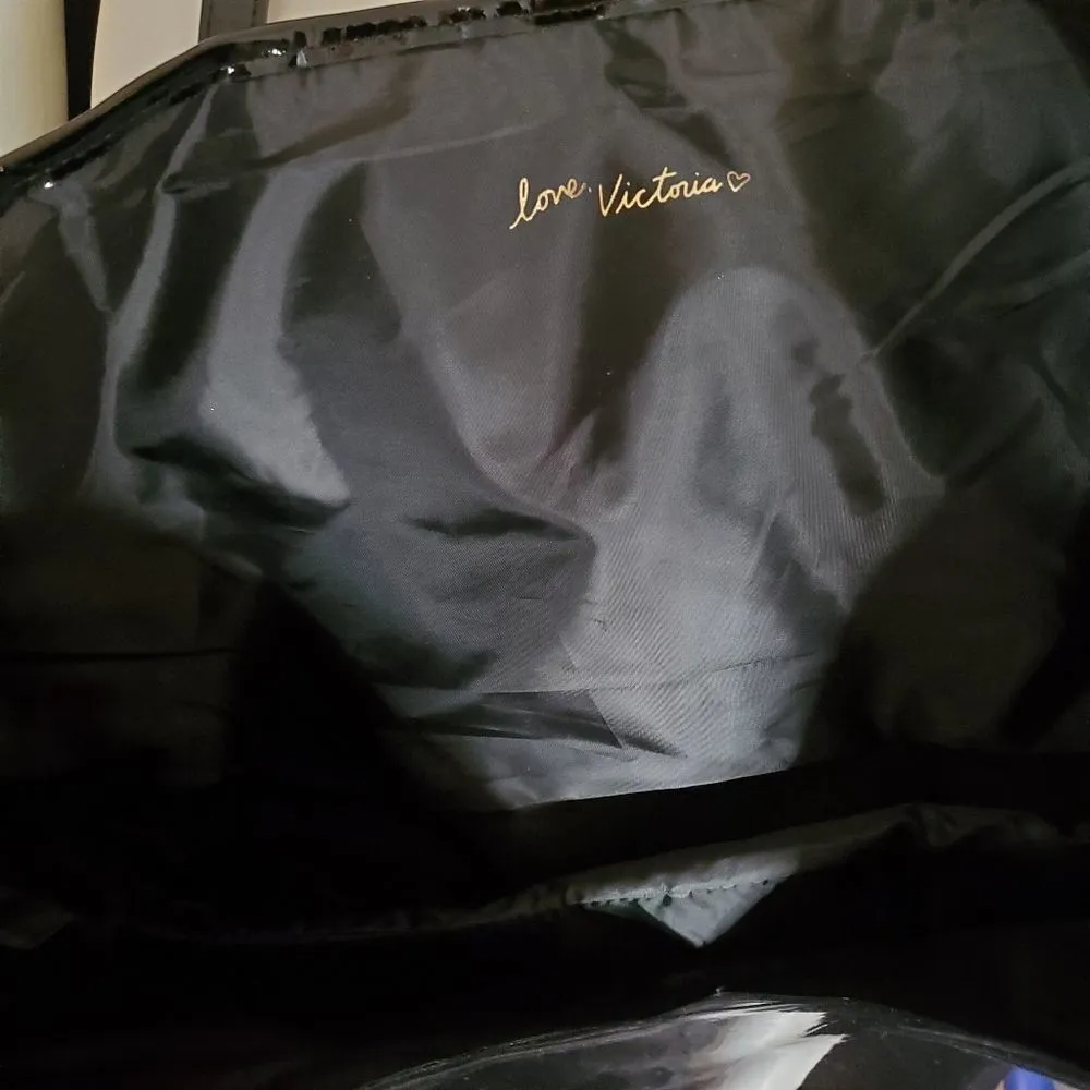 NWOT Victoria's Secret Black Tote Bag with Tiger Print Detachable Pouch - Image 4