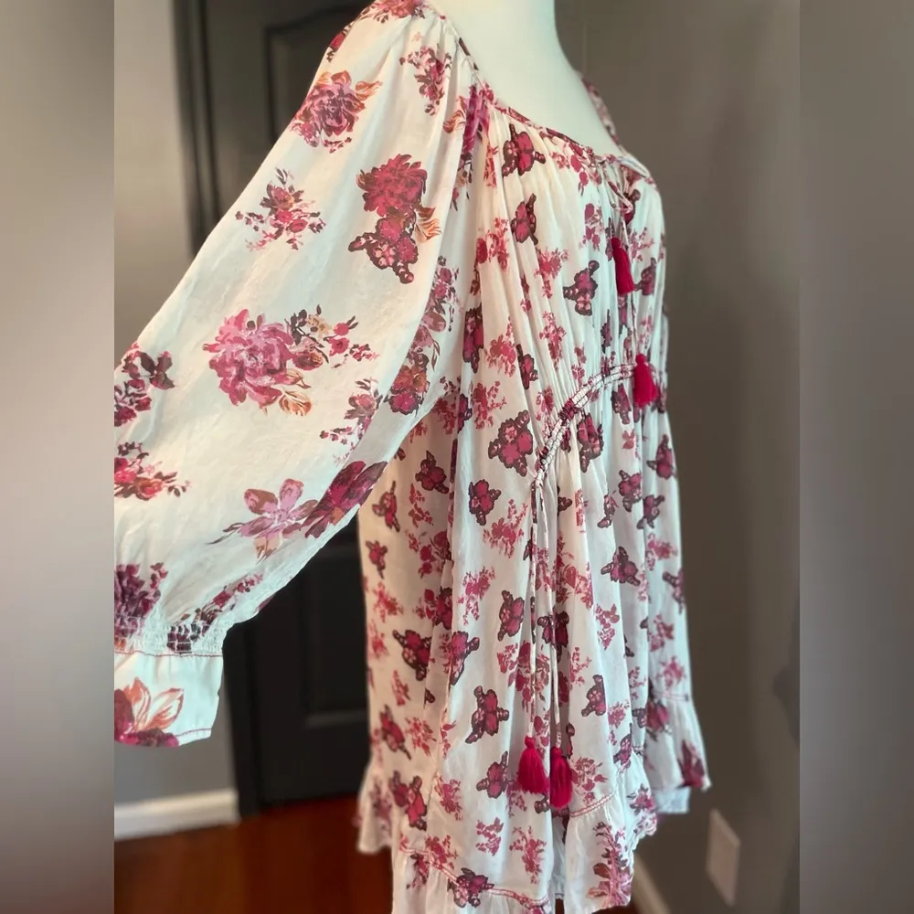 Free People Carmella Mini Floral Boho Cotton Dress Pink Florals - Image 5