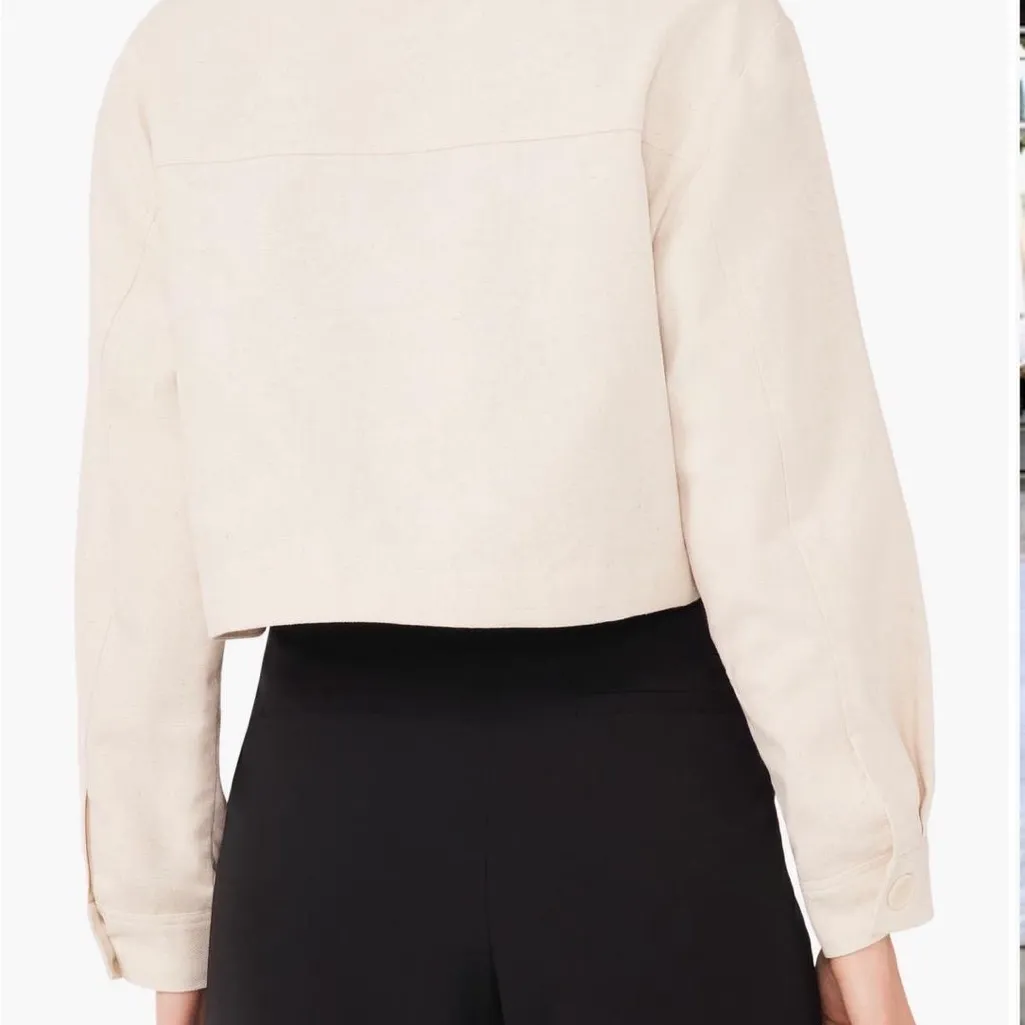 Halogen Natural Beige Patch pocket cropped Jacket - Image 4