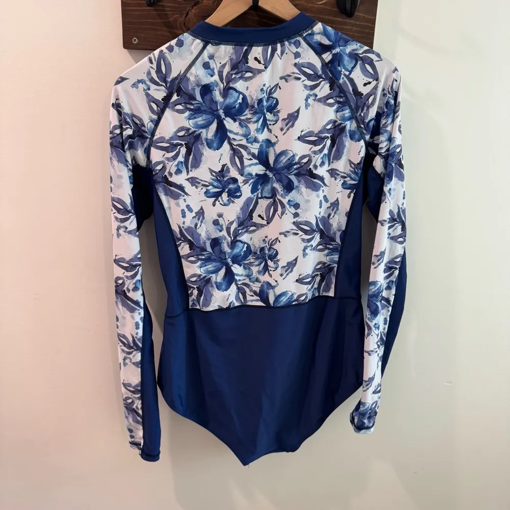 AXESEA Womens Rash Guard Long Sleeve One Piece Swimsuit UPF 50+ Size 16 Blue - Image 11