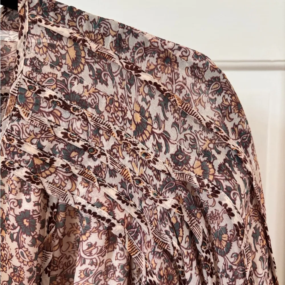 Ulla Johnson Eleni Dress Gardenia Size 12 Mini Waist Silk Balloon Sleeve Paisley - Image 10