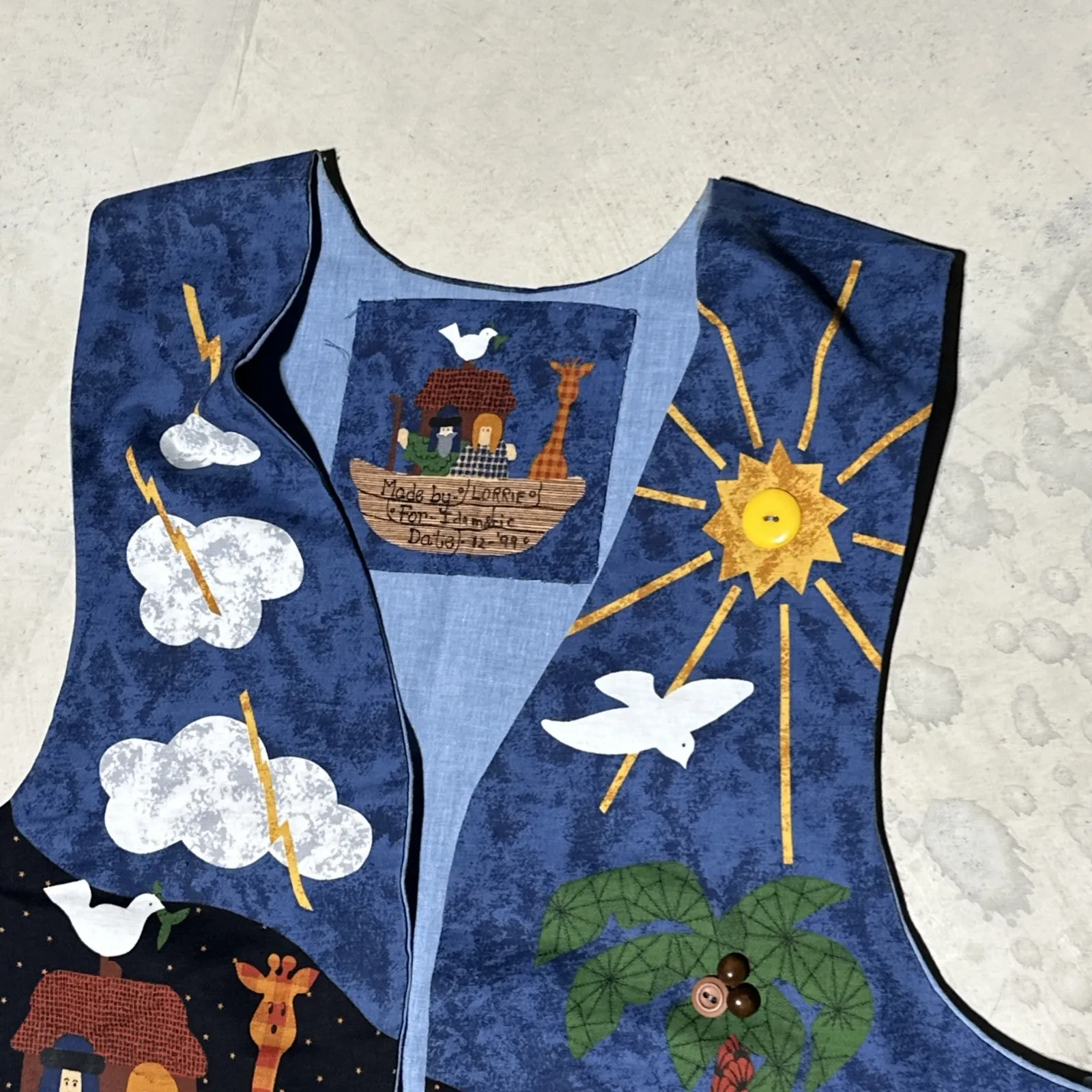 Womens Handmade Vest Womens L XL Noah's Ark Applique Folk Art Animal Theme Retro - Image 4