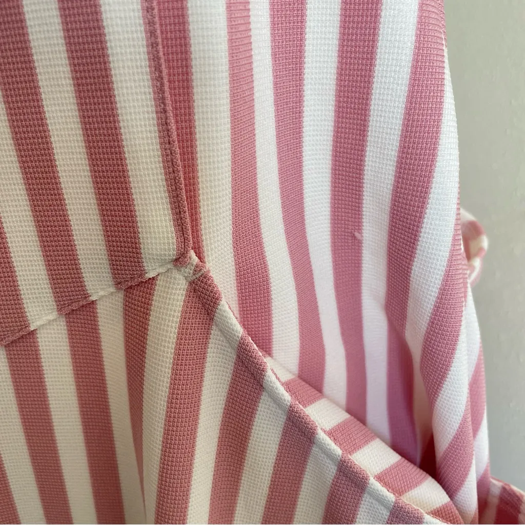 HALARA Pockets Stripe Waffle Overalls in Pink Stripe Size Large - Image 5