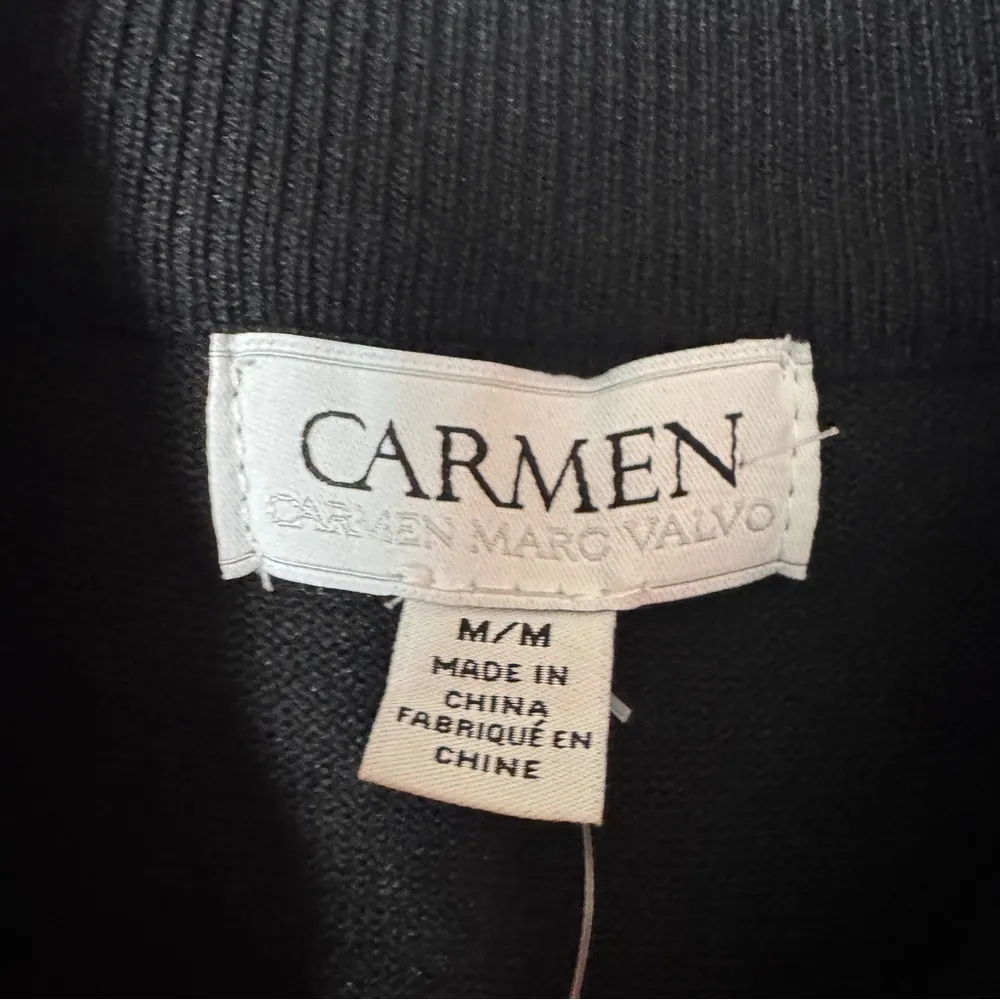 Carmen Marc Valvo Black and Gold  Mock Neck Long Sleeve Sweater Sz M NWT - Image 3