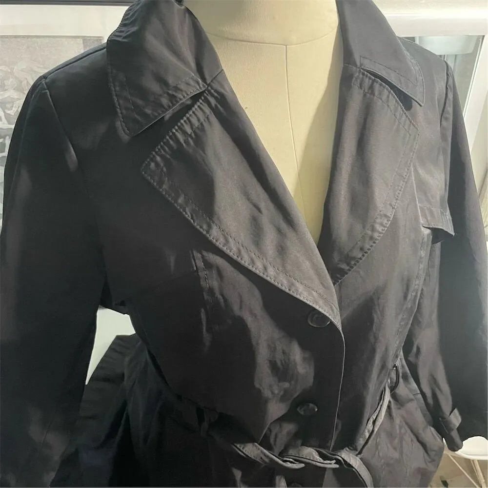 Via Spiga Women's Black Trench Coat 2XL Belted Long Casual Stylish Size XXL - Image 6