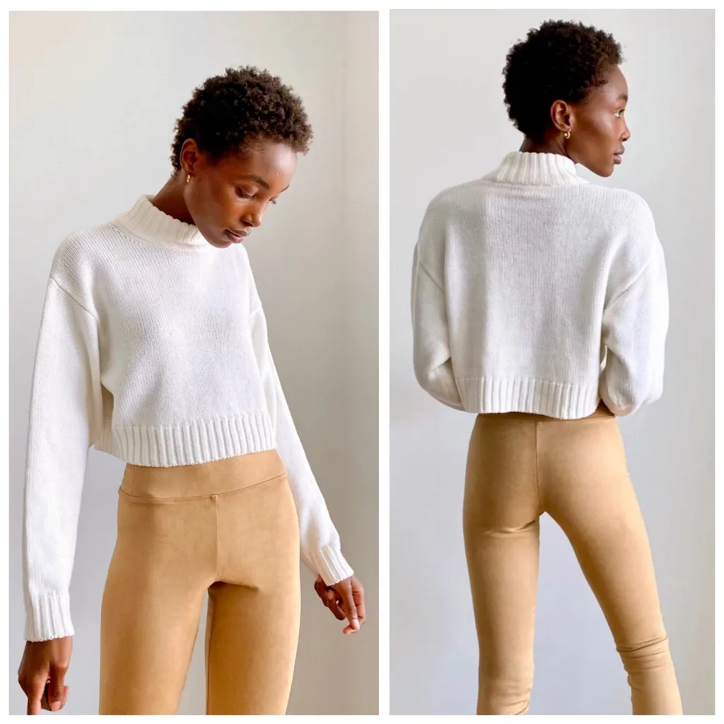 Wilfred Free Daria Pant, High Rise Leggings & Faux Suede Camel Leather sz. S - Image 6