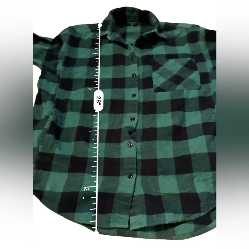 Madewell Green & Black Plaid Flannel Long Sleeve Button Down Shirt Sz S - Image 9