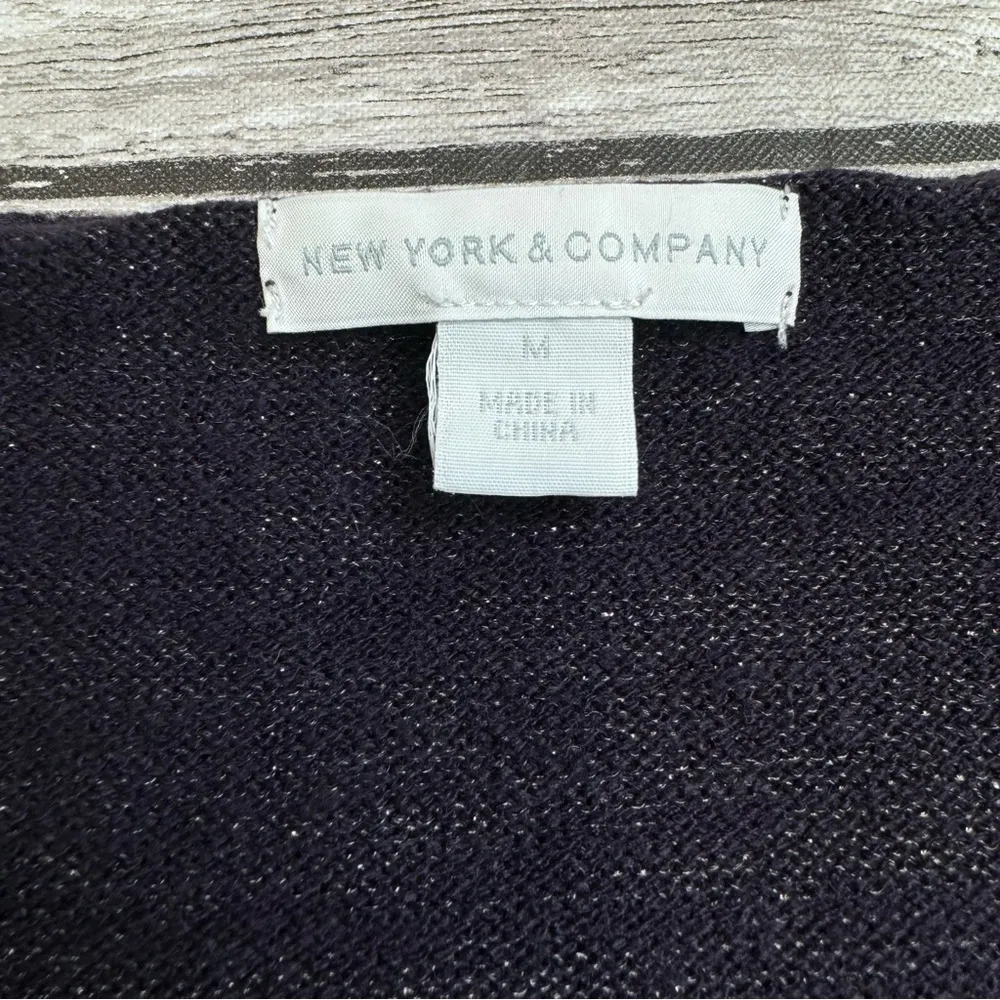 New York & Company Womens Asymmetrical Sweater Dark Purple Metallic M Med Medium - Image 9