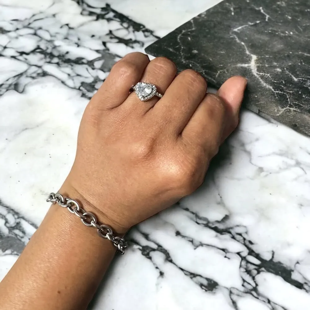 Silver Heart Cubic Zirconia Women's Ring‎ Size 6 NEW IN BOX Silver - Image 5