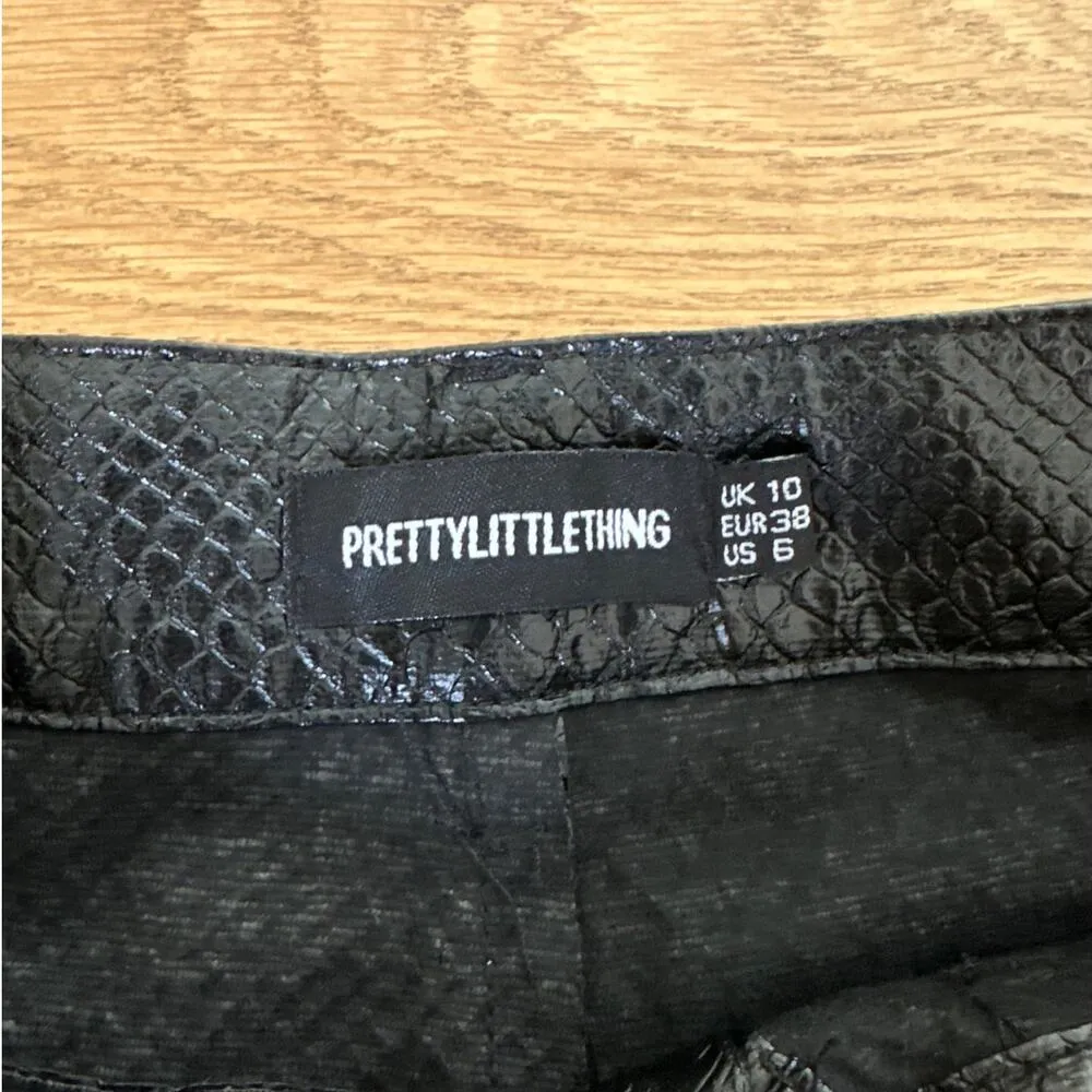 PrettyLittleThing - Croc Print Slit Ankle Pants in Black - Image 5