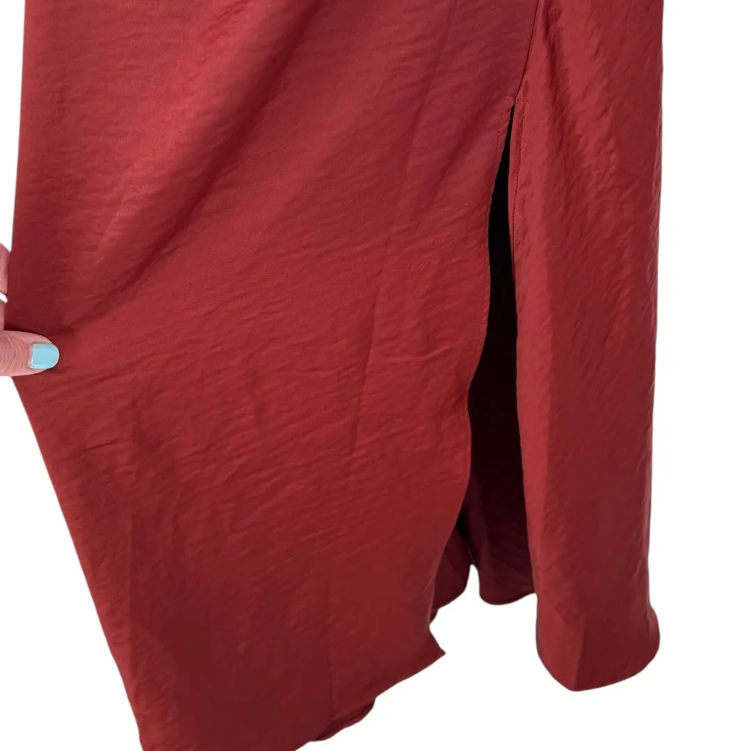 House of Harlow Sleeveless Satin Slip Maxi Dress Size Medium‎ Feminine Romantic Red - Image 15
