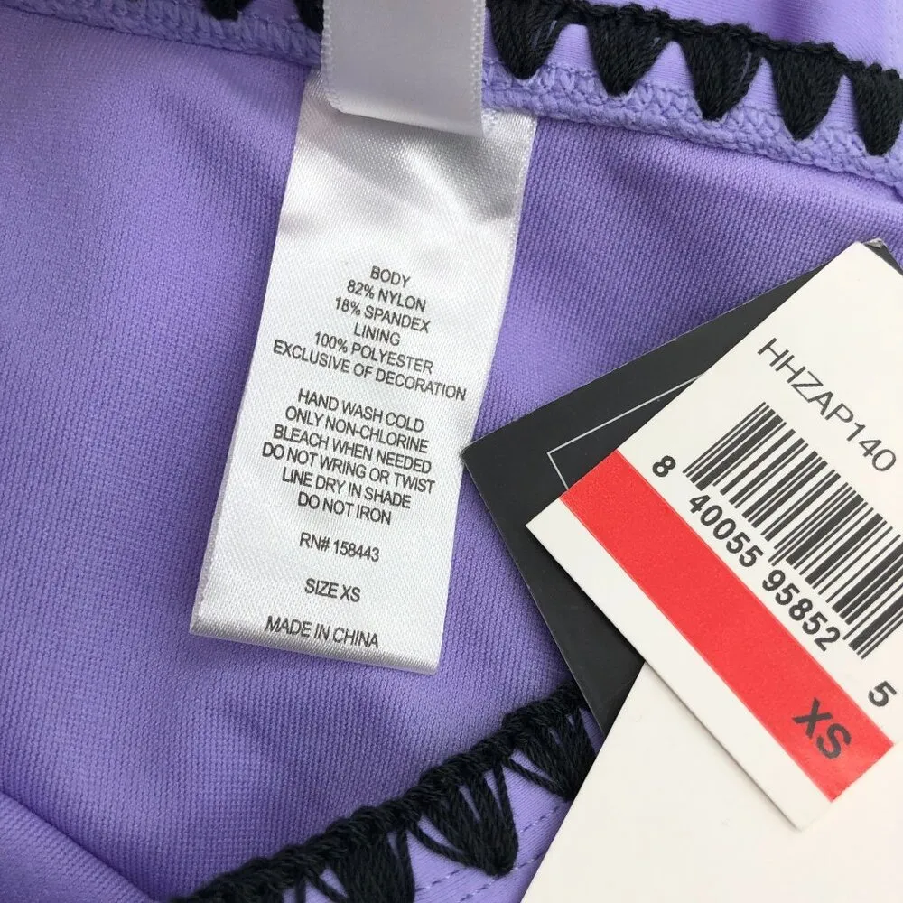 Hula Honey High-Waist Purple Bikini Swim Bottoms Side Ties Lace Up Purple XS - Image 7