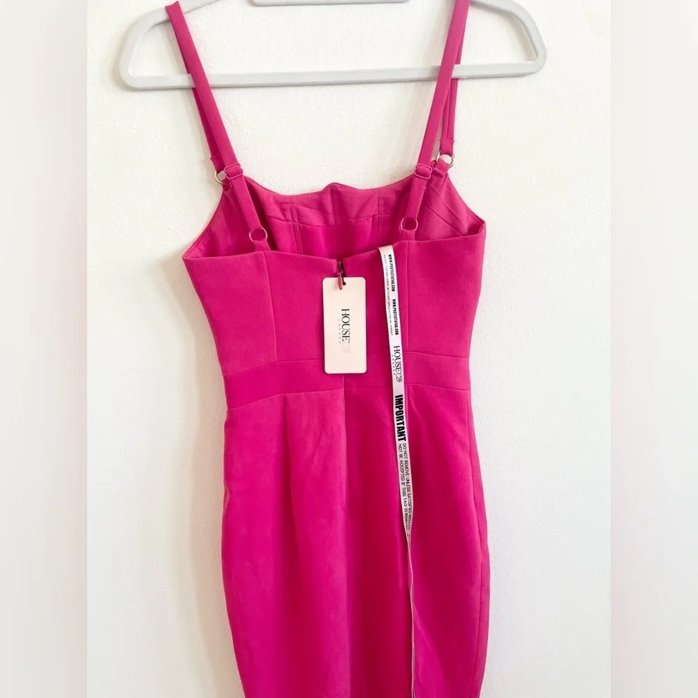House of CB Pink Tessa Crepe Bodice dress sleeveless mid length XS NWT - Image 7